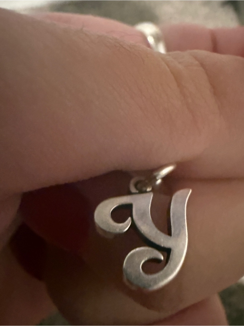 Sterling Silver 'y' Initial Charm in Silver